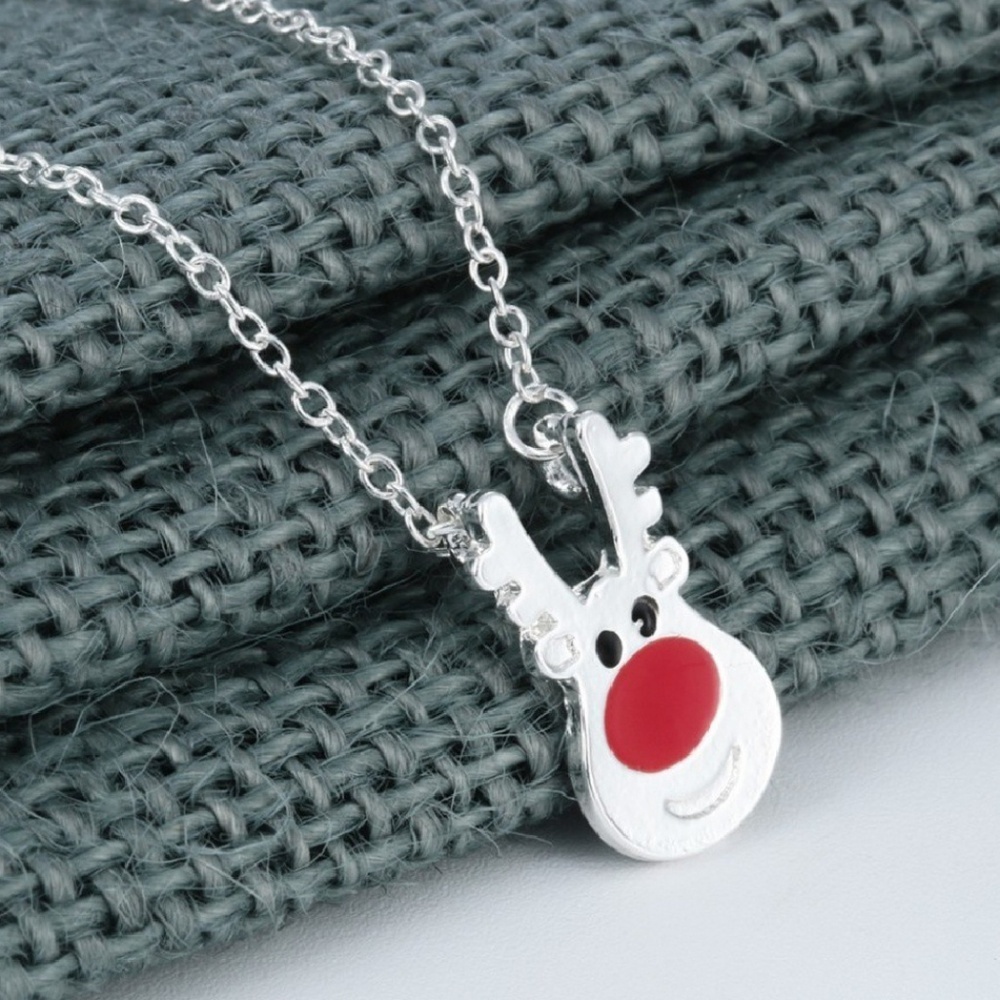 Red nose reindeer necklace